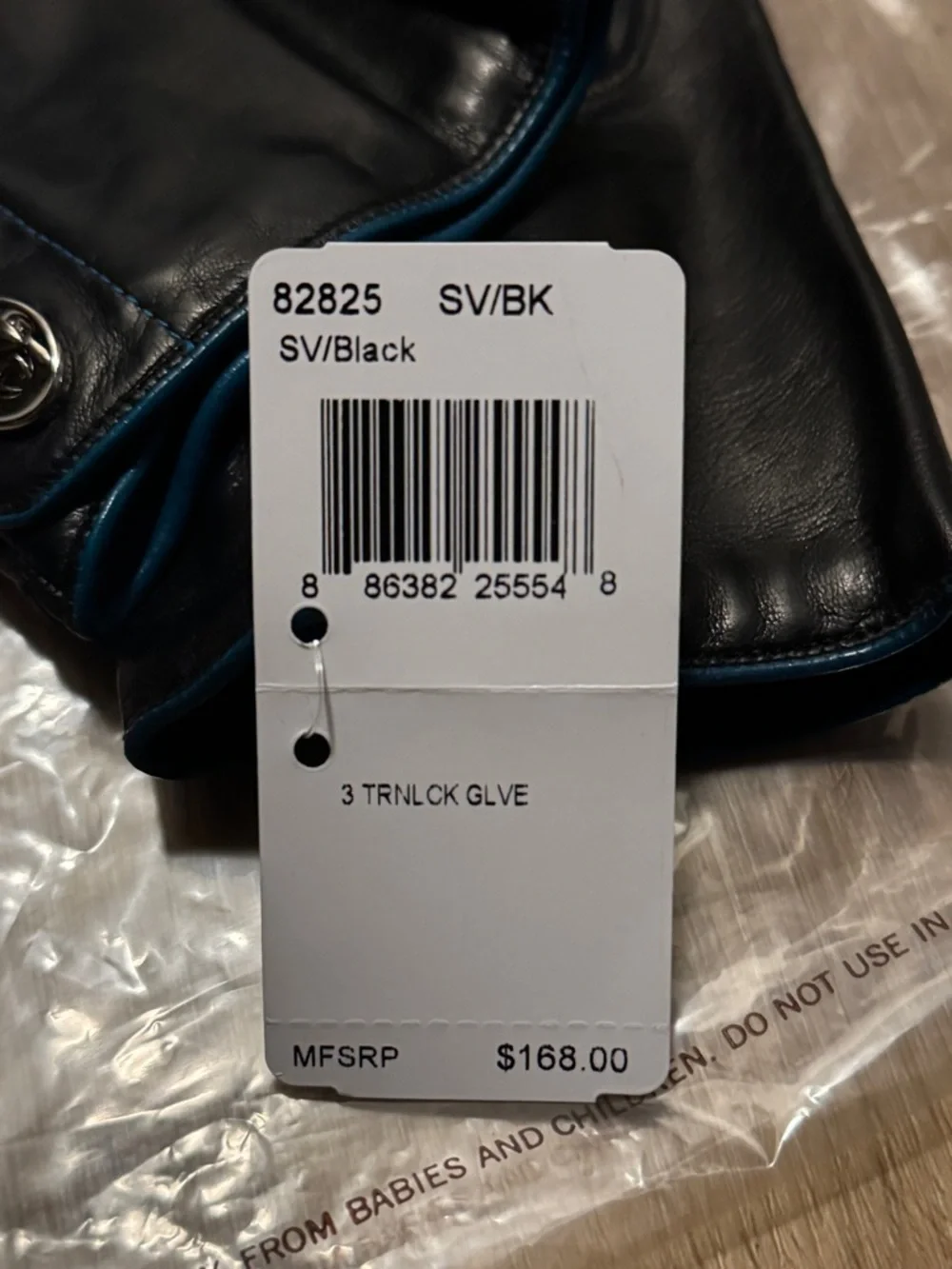 🔥NWT🔥 Coach 3 Silver Turnkey Black  Leather Cashmere Lined Size 6.5 Gloves - Picture 7 of 7